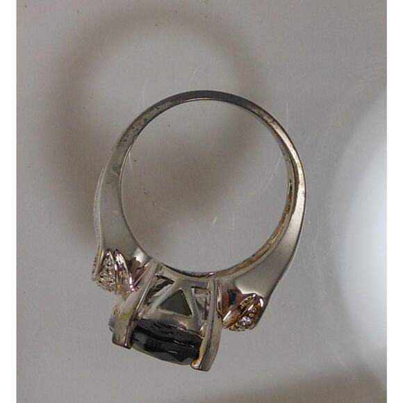 Vintage Sterling Silver Dark Green CZ Cocktail Ring NOS Statement Jewelry Size 8 - Picture 8 of 10